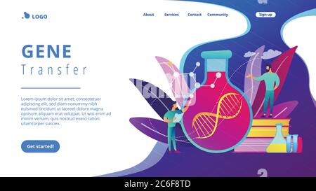 Gene therapy concept landing page. Stock Vector