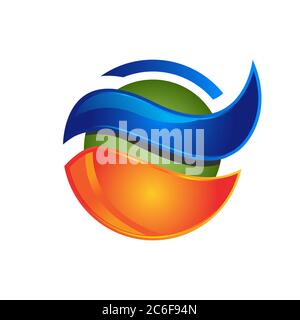 Abstract symbol sun 3d glossy for your best business symbol. Solar tech symbol icon design. Vector illustration EPS.8 EPS.10 Stock Vector