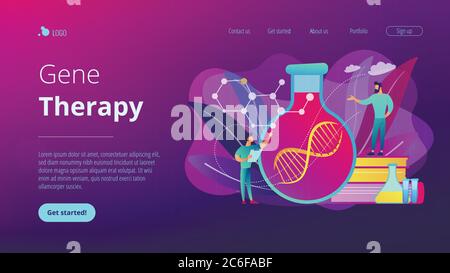 Gene therapy concept landing page. Stock Vector