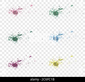 collection of transparent paint or watercolor splashes isolated on transparent background vector illustration Stock Vector