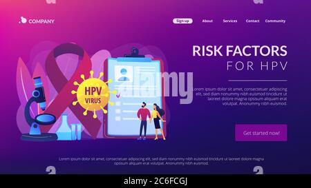 Risk factors for HPV concept landing pageation Stock Vector