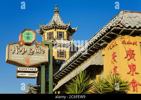 Hop Louie Restaurant, Chinatown, Los Angeles, California, USA Stock Photo