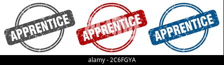 apprentice stamp. apprentice sign. apprentice label set Stock Vector