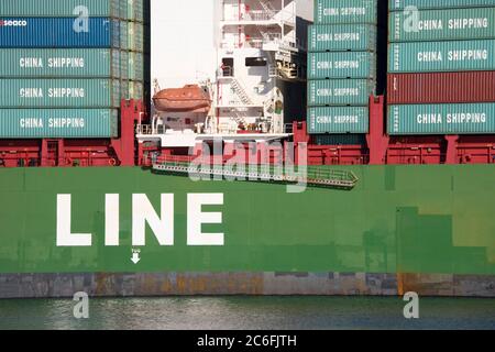 Container Ship, San Pedro Port, Los Angeles, California, USA Stock Photo