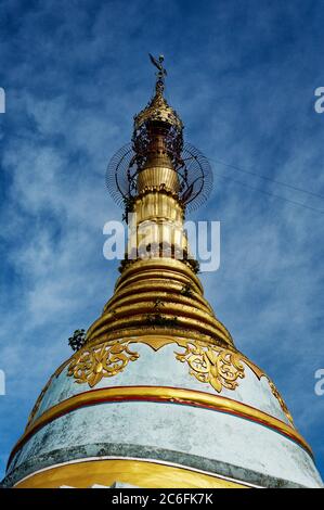 Ornate gold and decorated stupa at the Shwe Sayan Pagoda, Dala, Yangon, Myanmar Stock Photo