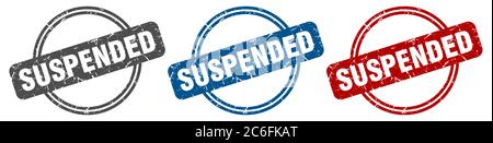 suspended stamp. suspended sign. suspended label set Stock Vector