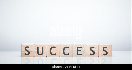 Success word made with building blocks. Stock Photo
