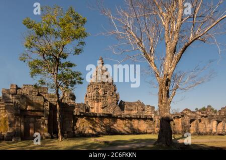 At the Hindu Khmer Empire temple complex of Phanom Rung in todays Buriram Province of Thailand Stock Photo