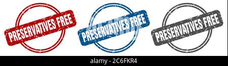 preservatives free stamp. preservatives free sign. preservatives free label set Stock Vector