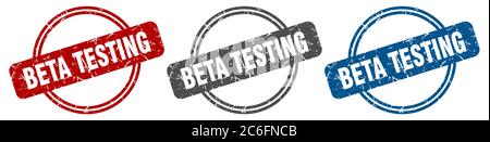 beta testing stamp. beta testing sign. beta testing label set Stock Vector