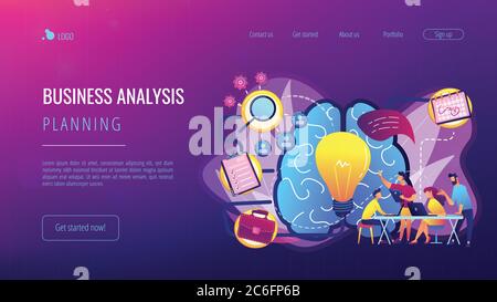 Project management concept landing page. Stock Vector
