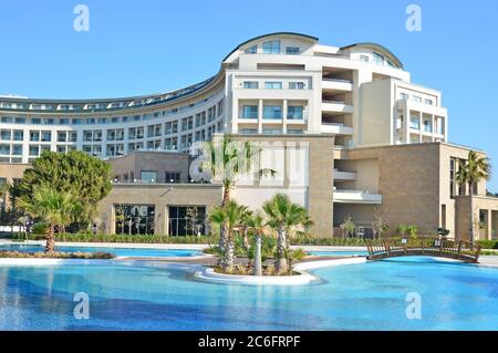 Belek, Antalya,Turkey - March 5, 2017: Swimming pool of  Kaya Palazzo Golf Resort Stock Photo