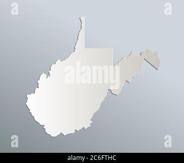 West Virginia map, blue white card paper 3D blank Stock Photo