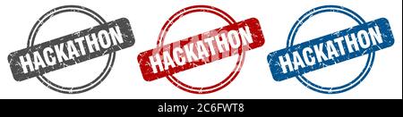 hackathon stamp. hackathon sign. hackathon label set Stock Vector