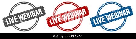 live webinar stamp. live webinar sign. live webinar label set Stock Vector