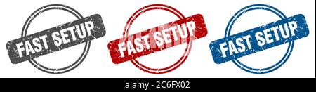 fast setup stamp. fast setup sign. fast setup label set Stock Vector