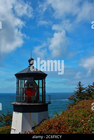 Lighthouse at Cape Meares State park on the Oregon coast Stock Photo