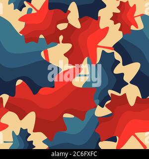 Maple leaves on yellow backdrop. Autumn textile seamless pattern for wrapping paper, sleeper, pillowcase or bed linen, bath tile. Phone case or cloth Stock Vector