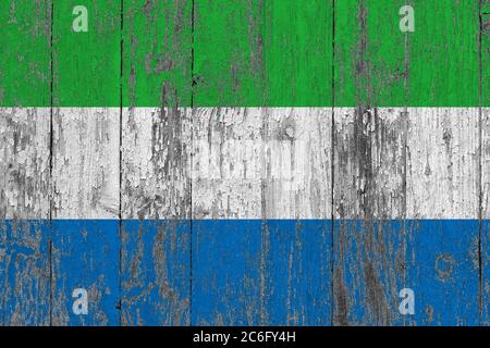 Detail of the national flag of Sierra Leone waving in the wind on a ...