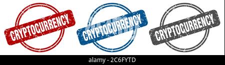cryptocurrency stamp. cryptocurrency sign. cryptocurrency label set Stock Vector