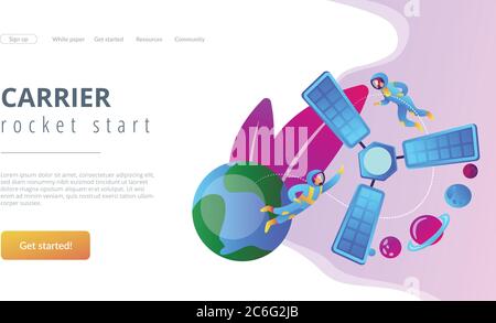 Satellite launch concept landing page Stock Vector Image & Art - Alamy
