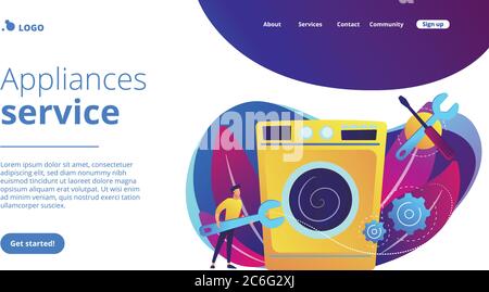 Repair of household appliances concept landing page. Stock Vector