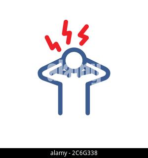 headache line icon, vector illustration Stock Vector