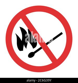 Fire forbidden symbol. No match and fire crossed sign Stock Vector