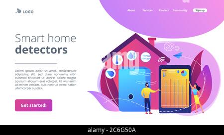 Air quality monitor concept landing page Stock Vector