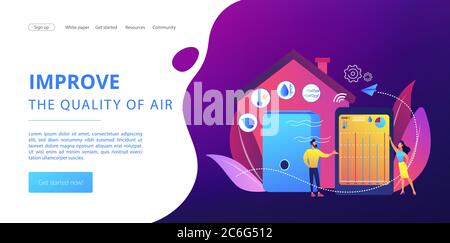 Air quality monitor concept landing page Stock Vector