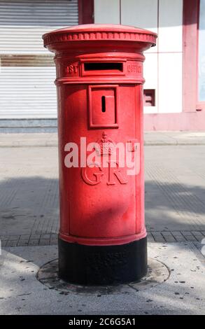 King George V red pillar box at George Town in Penang Stock Photo