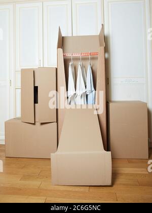 moving boxes. cardboard box. stack of boxes Stock Photo