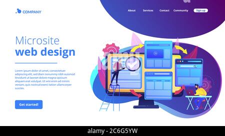 Microsite development concept landing page Stock Vector