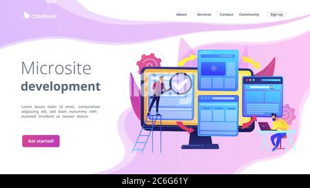 Microsite development concept landing page Stock Vector