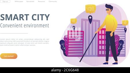 Barrier-free environment and smart city concept illustration. Stock Vector