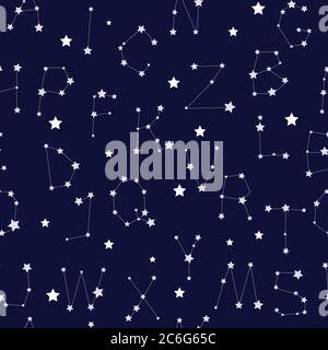 Seamless pattern with stylized letters like starry constellations. Vector illustration. Stock Vector