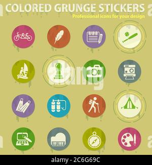 leisure colored grunge icons Stock Vector