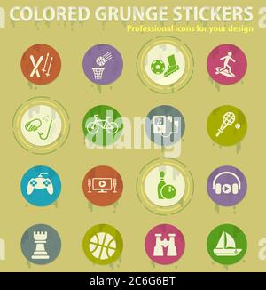 leisure colored grunge icons Stock Vector
