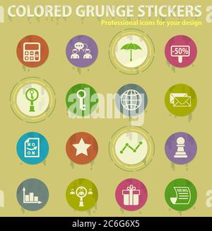 marketing colored grunge icons Stock Vector