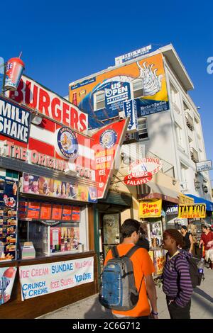 Stores on Venice Beach boardwalk, Los Angeles, California, United