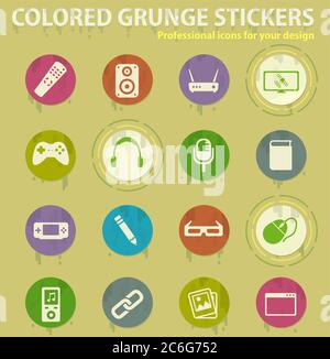 Media colored grunge icons Stock Vector