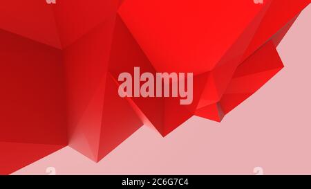 Red abstract modern crystal background. Polygon, Line, Triangle pattern shape for wallpaper. Illustration low poly, polygonal design. futuristic, web, Stock Photo