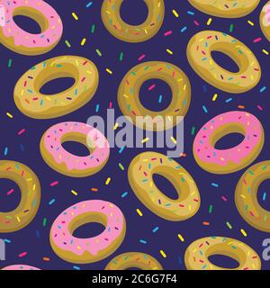 Seamless pattern with sweet donuts. Stock Vector