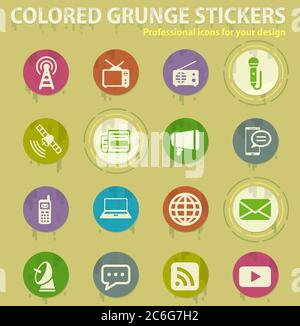 Media colored grunge icons Stock Vector