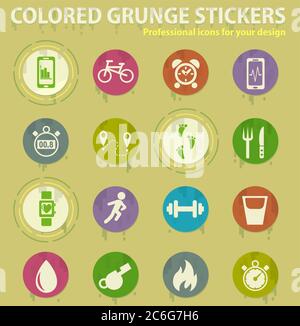 monitoring apps colored grunge icons Stock Vector