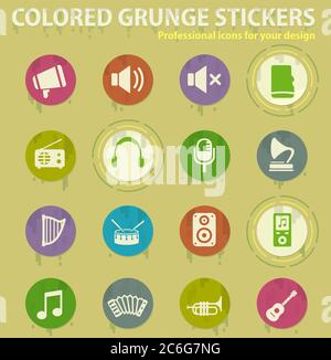 Music colored grunge icons Stock Vector