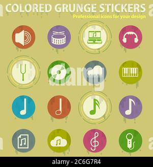 music colored grunge icons Stock Vector