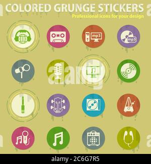 music colored grunge icons Stock Vector