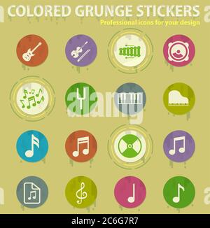 Music colored grunge icons Stock Vector