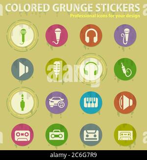 musical colored grunge icons Stock Vector